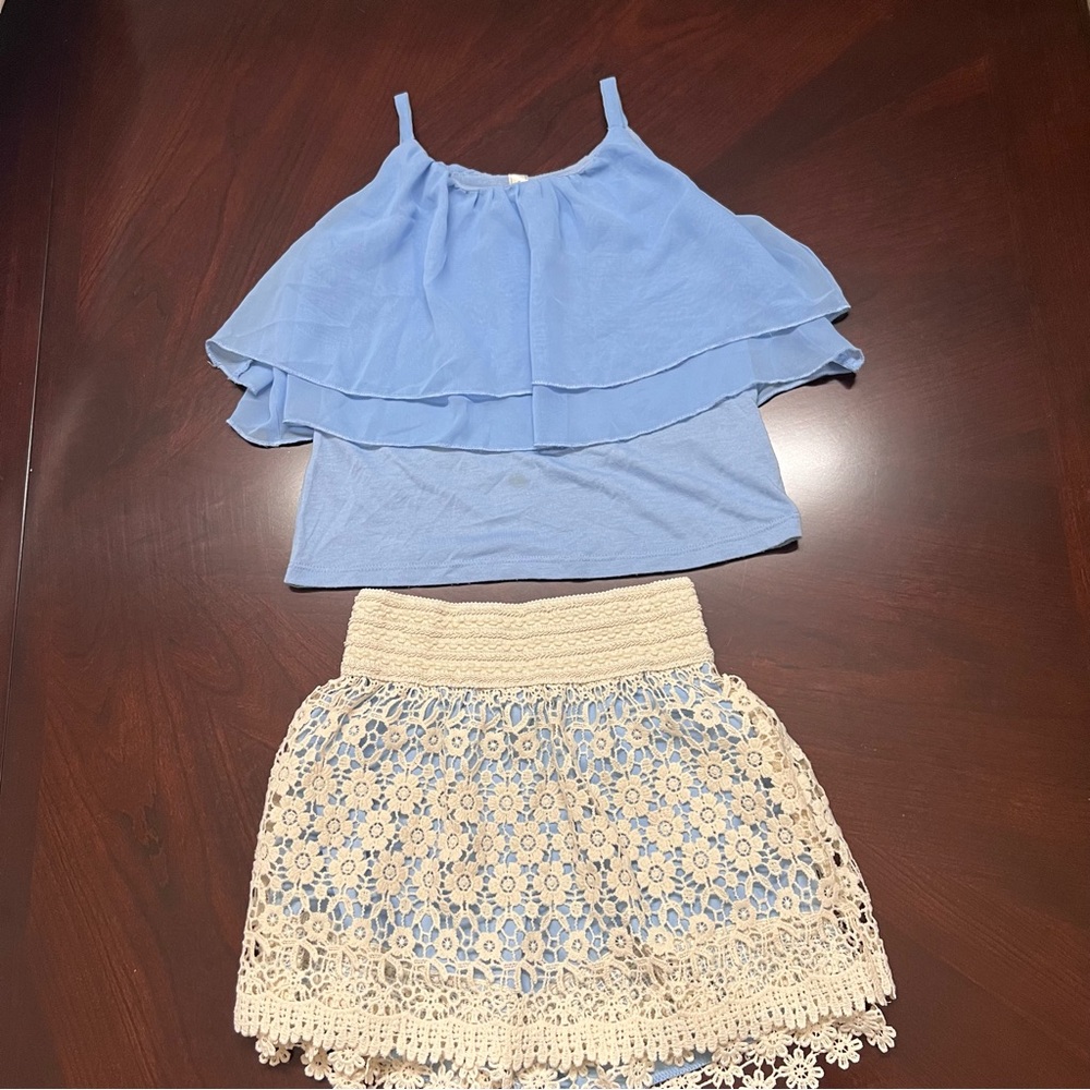 Knitworks Sky Blue Ruffled Top